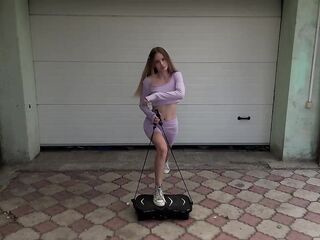 Tiny beauty shakes her butt for anal