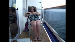 Deb Teasing on the Balcony of our Cabin on the Carnival Splendor