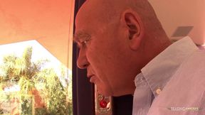 The old boss has fun with the sweet brunette and her soaking wet sugar walls