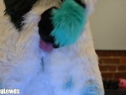 Fursuiter Strokes his Dick and Cums Hard