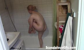 My naked exgirlfriend bathing in the bathtub