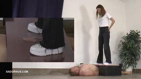 Mistresses Olga and Natasa trample for a long time for a drop of cum Olga mp4 PP