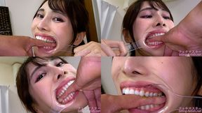 Tsubaki Hanai - A cute girl bites a man's finger with all her might while exposing her back teeth with a hook at the corner of her mouth - 1080p