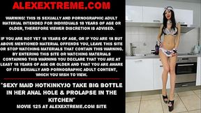 Sexy maid Hotkinkyjo take big bottle in her anal hole &amp_ prolapse in the kitchen