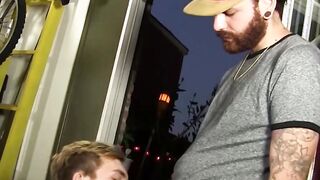 Bearded alt stud feeds his blond lover with cock and cum