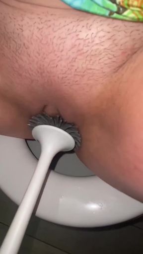 Captivating moment from &quot;Licking public toilets in the hotel and playing with toilet brush&quot;
