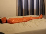 Femdom goddes plays with mummified chastity sissy slave