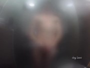 Twink jerks off and presses cock against glass in steamy shower session