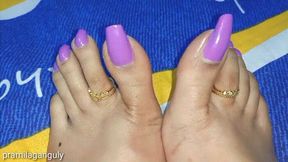 Beautiful Orchid Pink Purple Long Toenails & Feet Show FootPlay