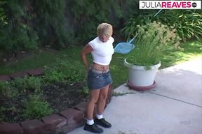Blonde sucks two monster cocks then gets a hard fuck on both holes