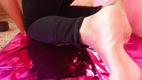 Playing with my tiny lover between my feet (7)