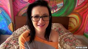 Modest nerd Kira Kennedy turns into a slutty cock voracious nympho