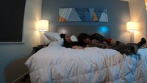 hot crossdresser receiving blowjob from brunette crossdresser