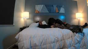 hot crossdresser receiving blowjob from brunette crossdresser