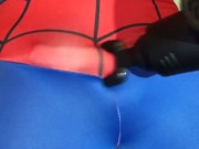 making Soft COCK get HARD using MASSAGE GUN ** HORNY SPIDER-MAN **
