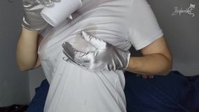 My big natural tits are waiting for your gaze as I masturbate masked