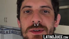 Curly bearded Arnold pierced deeply in the asss by two gigantic dicks