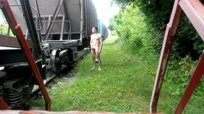 Jerking off near a freight train