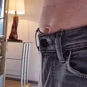 New bulge in tight jeans home walkabout