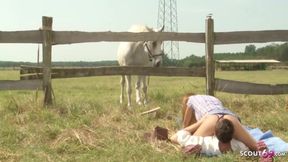 Alice Romain And Steve Holmes - Rough Outdoor Anal For Ginger Girl By White Monster Cock Guy