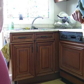 stepson fucks stepmom hard in the kitchen