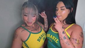 HOT BRAZIL WORLD CUP: EXTREME SMOKE KISSING - BY VICTORIA DIAS AND JHULLY - CLIP 2 IN FULL HD - NEW