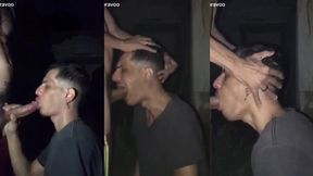 novinho pauzudo gozou na minha boca no quintal enquanto os outros estavam na sala