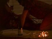 Romantic Candle Date with Curly Redhead MILF - Mutual Handjob Double Orgasm