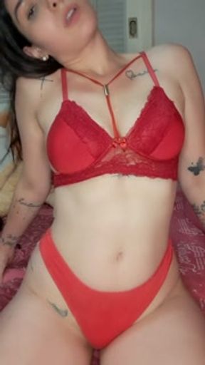 caressing my pointy breasts while changing my bra