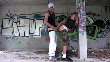 563 boy waiting in jockstrap by blon top outdoor