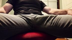 POV you are hiding under my desk and im rubbing my big bulge