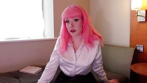 Sexy management coach Evie Rees rides dildo