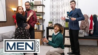Adam Awbride licks and breeds groom Augie Ryder with facial cumshot