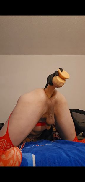 Daddys slut taking it deep, massive dildo stretching my ass pussy like a good girl crossdresser femboy fucked silly gay ladyboy