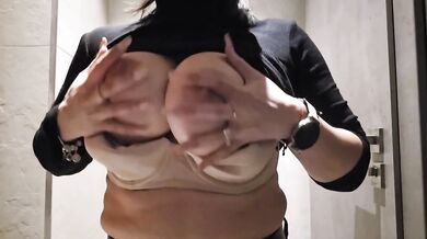 Tits drop Horny at work