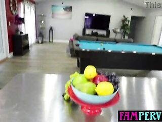 Huge bazookas curvy BBW stepdaughter makes step dad rail her soaked teen pussy