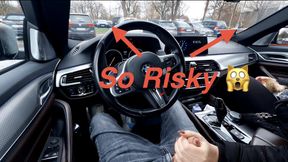 Public Parking Lot Handjob Next to Stranger and Bus Cum Finish