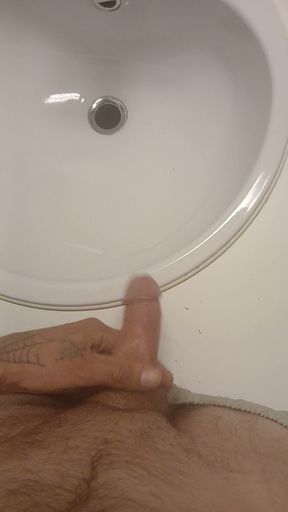 Masturbating my dick in front of the mirror for her pleasure watching me stroke my cock for you as i am horny as fuck