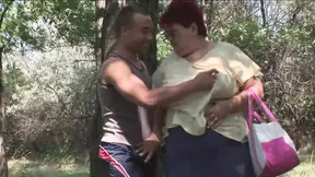 BBW redhead fucked in the woods outdoor