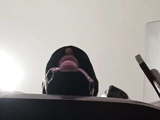 Fastened up, blindfolded and ballgagged mother i'd like to fuck gets screwed in her throat, snatch and booty