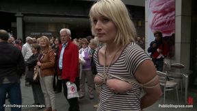 Bare knockers blond hair babe in public