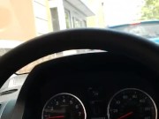 Horny guy jerks off in Dunkin' Donuts drive thru