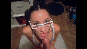 Hot Hooker owes her Dealer and had no choice except give him a deep throatjob where he left a sticky load of nut all over the whores head