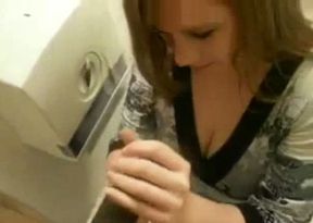 Amateur white girl in dress feeding on black cock on cam