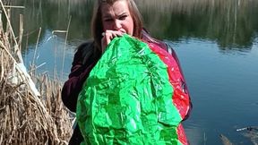 blow beachball on river