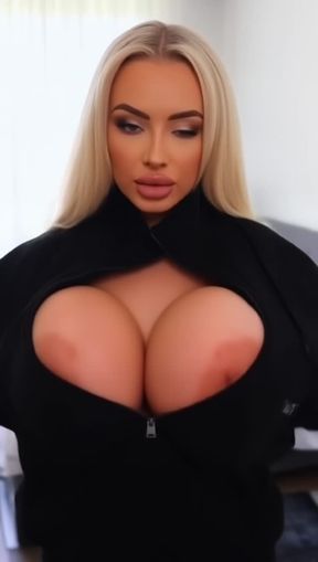 bimbo, a blone busty woman wearing a black, video created by AI