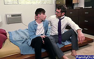 Pervy stepfather rails teen stepsons puckering asshole