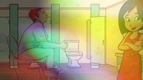 Audio Only - Gay Bathroom Dirty Talk, Straight Male Gets Shemale JOI