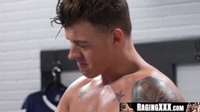 RagingXXX.com - Luca Del Rey submits to JJ Knight's dominant shaved cock in the locke