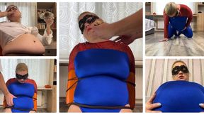 Spider girl gets STUFFED!! (Weight gain clip)